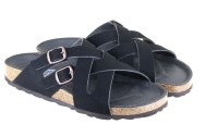 Cross Strap Sandal Fake Suede - Black