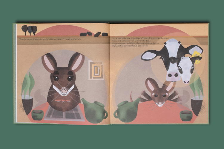 Piepmuis op bezoek bij Anna de koe