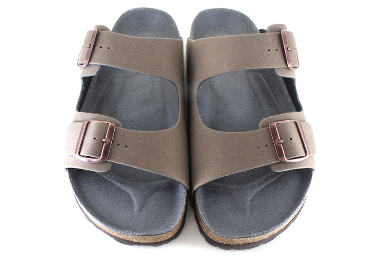 Vegetarian Shoes Two Strap Sandal Fake Suede - Stone