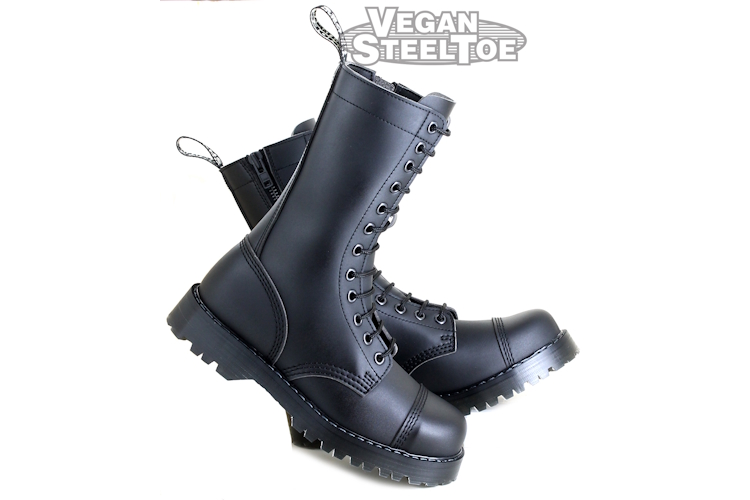 Vegetarian Shoes VST 12 Eyelet Zip Boot - Black
