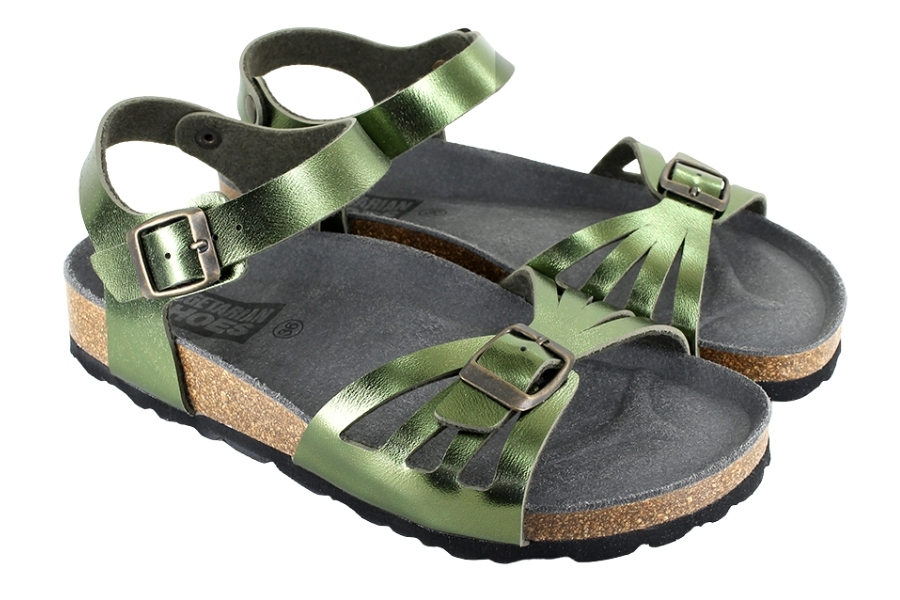 Vegetarian Shoes Paros Sandal - Metallic Green