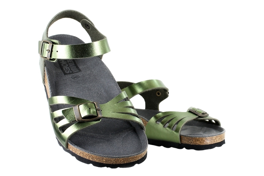 Vegetarian Shoes Paros Sandal - Metallic Green