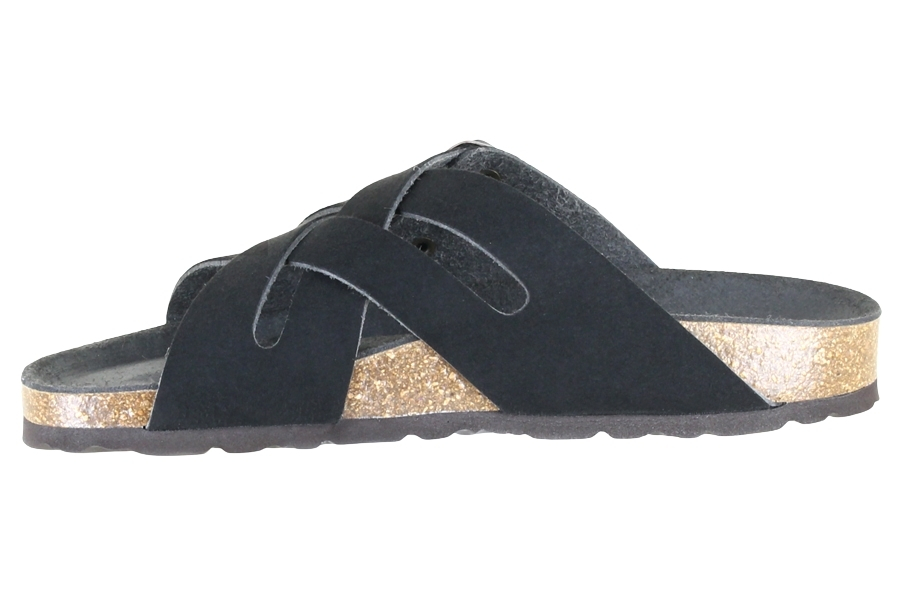 Vegetarian Shoes Cross Strap Sandal Fake Suede - Black