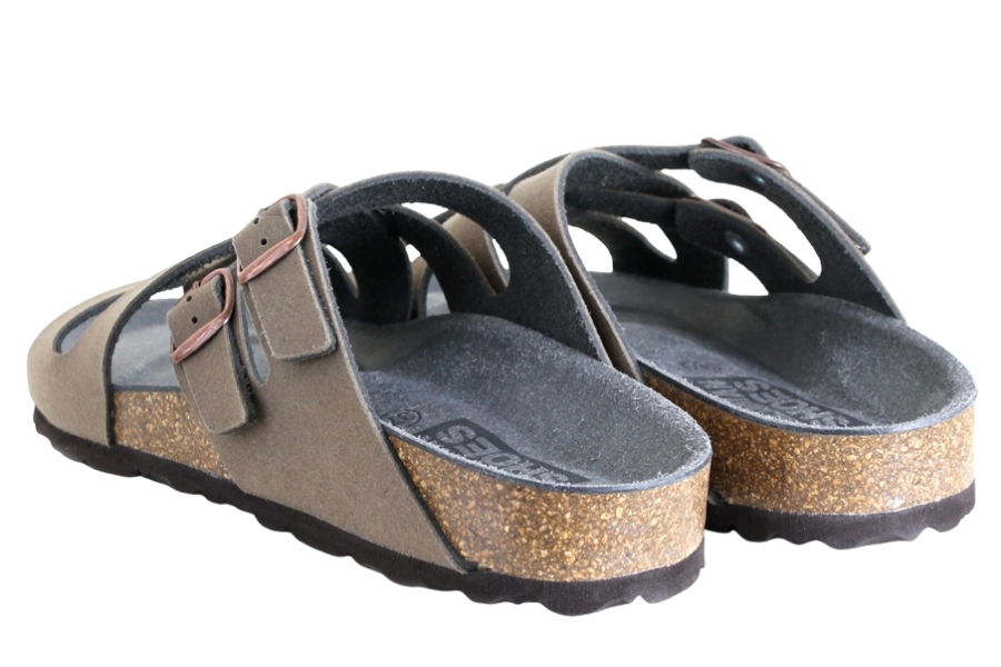 Vegetarian Shoes Cross Strap Sandal Fake Suede - Stone
