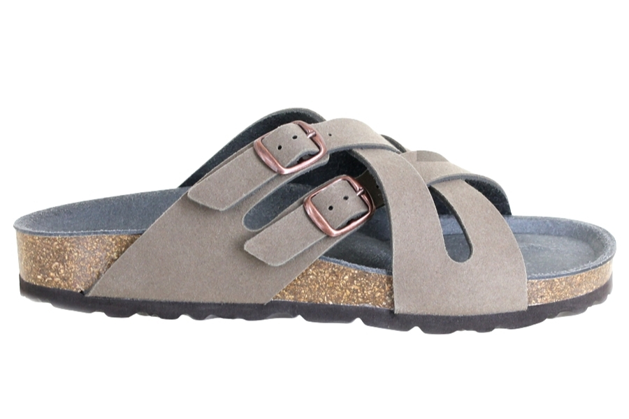 Vegetarian Shoes Cross Strap Sandal Fake Suede - Stone