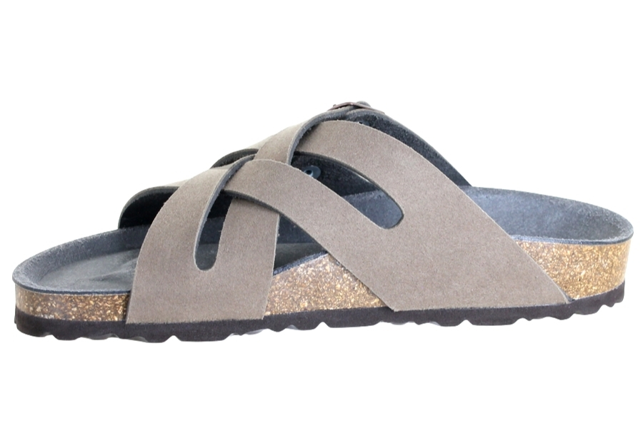 Vegetarian Shoes Cross Strap Sandal Fake Suede - Stone
