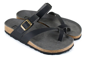 vegetarian-shoes toe strap sandaal zwart