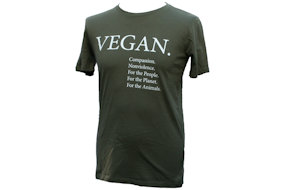 vega-life vegan print t-shirt khaki