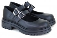 Vegetarian Shoes Mary Jane Double Buckle – Black
