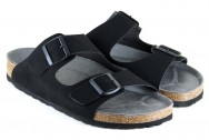 Vegetarian Shoes Two Strap Sandal Fake Suede - Black