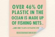 Katinka Cares Sticker 10x10 - Over 46% of plastic in the ocean is made up of fishing nets...