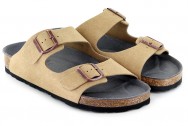 Vegetarian Shoes Two Strap Sandal Fake Suede - Sand